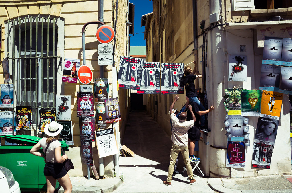 Covering the city in posters, Avignon
