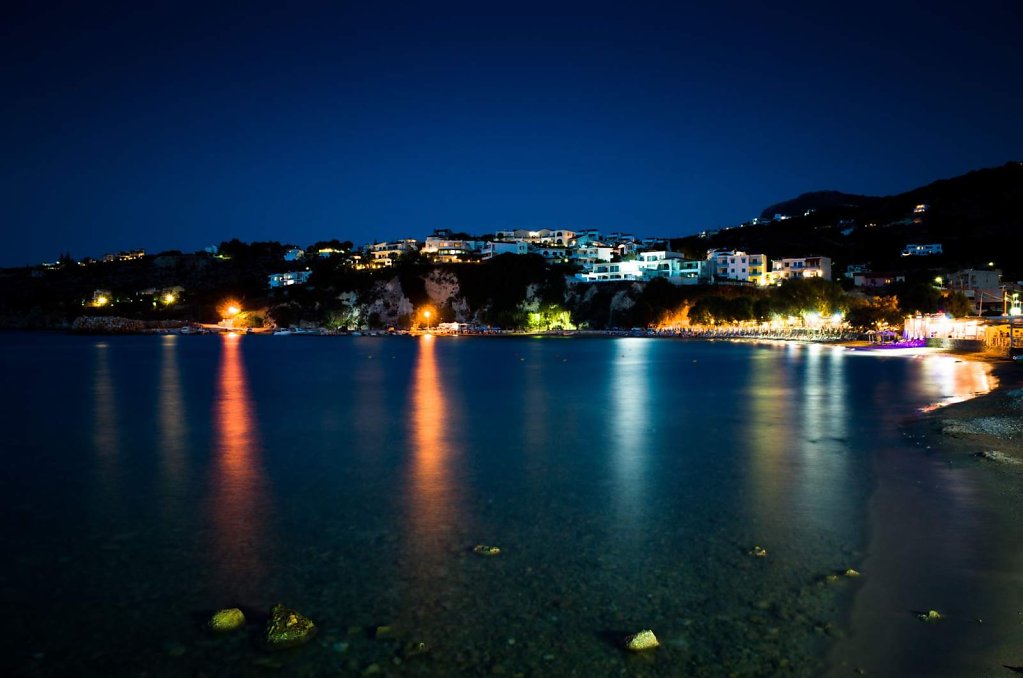 Sunset beach at night