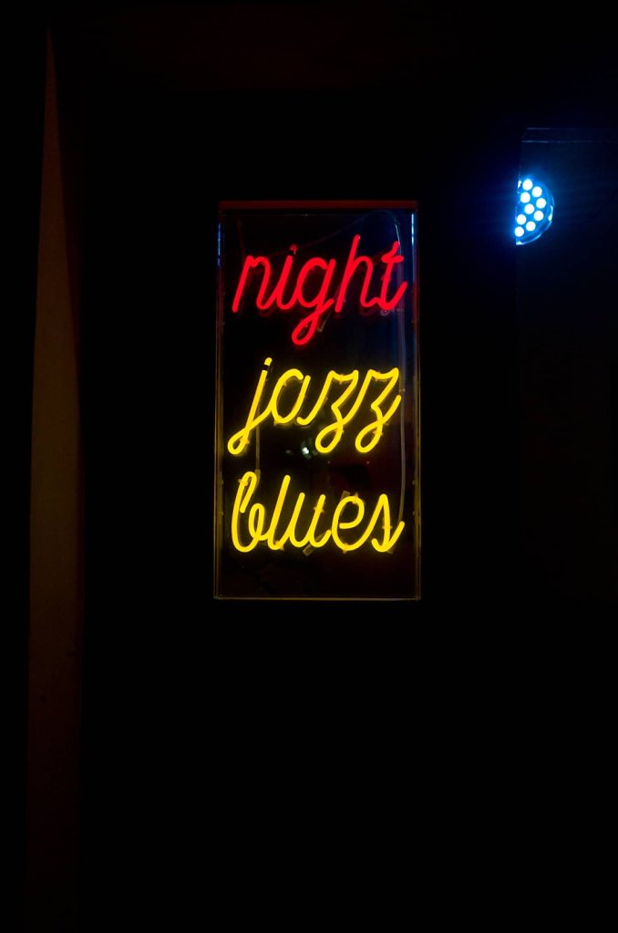 Night jazz blues neon sign