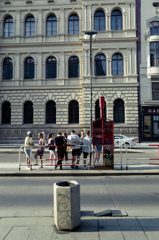 Waiting for the tram, Prague