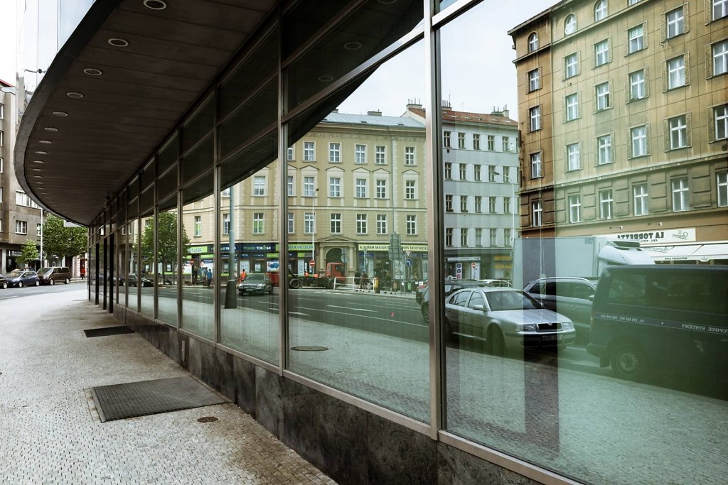 Reflected buildings, Prague