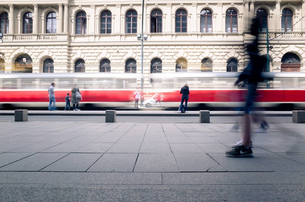 Speeding tram, Prague