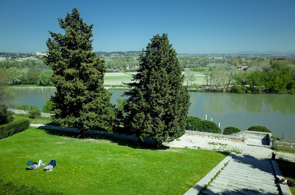 Relaxation devant le Rhone, Avignon