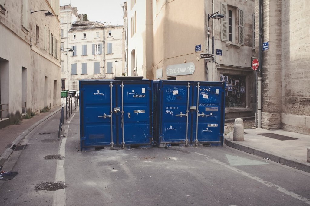 Blue containers